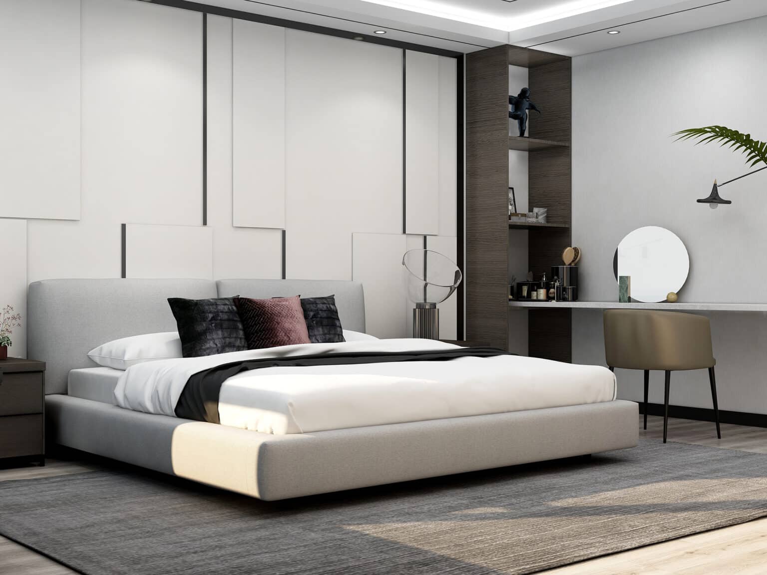 Nature Bed Clean Lines and Layers of Textures Defines this Bedroom